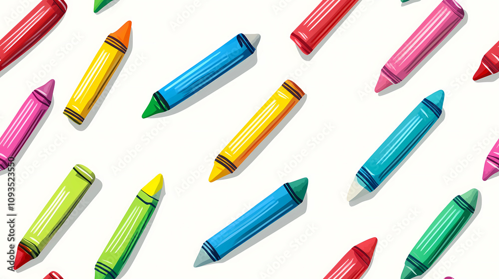 seamless pattern of colored pencils and crayons illustrations seamless pattern of colored pencils and crayons illustrations