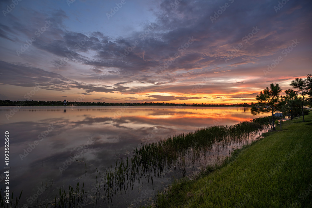 Lake sunset in Wellen park in North Port, Florida Lake sunset in Wellen park in North Port, Florida