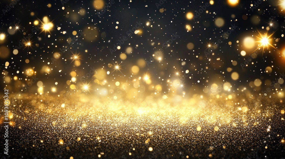 Obraz premium Glittering gold and black bokeh background.