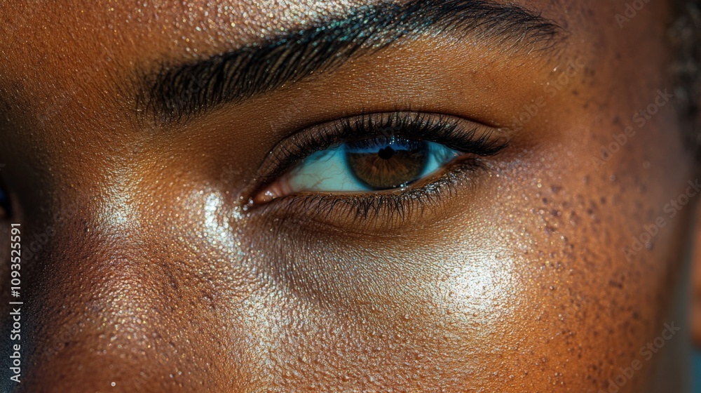 Close-Up Portrait of Glowing Skin with Expressive Eye Close-Up Portrait of Glowing Skin with Expressive Eye