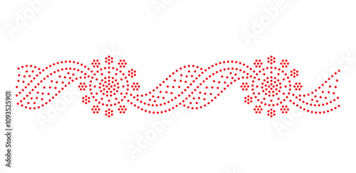 Rhinestone hotfix seamless flower border design for laser cutting, 2.2 mm hole size 6 ss, paisley rhinestone vector design.
