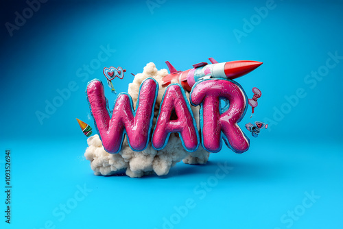 Colorful War with Missile and Clouds photo