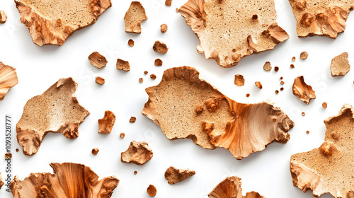 A texture of natural cork material with irregular spots photo