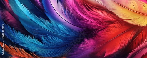 Colorful feathers background, colorful feather texture