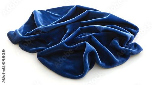 A soft velvet fabric texture in deep blue, showing fine details of its fibers photo