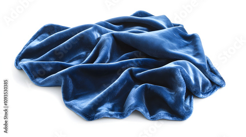 A soft velvet fabric texture in deep blue, showing fine details of its fibers photo