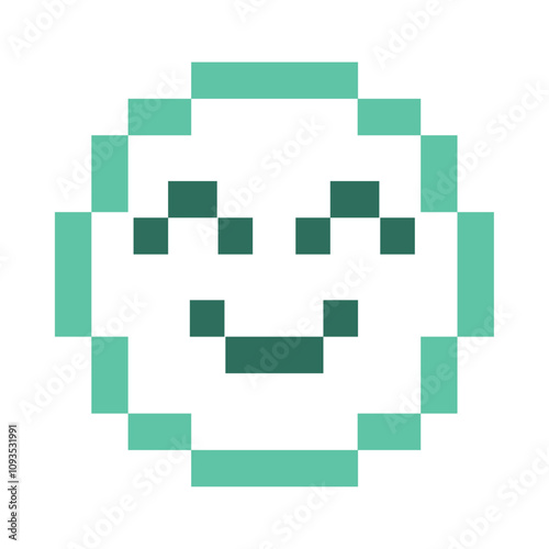 pixelated happy emoji