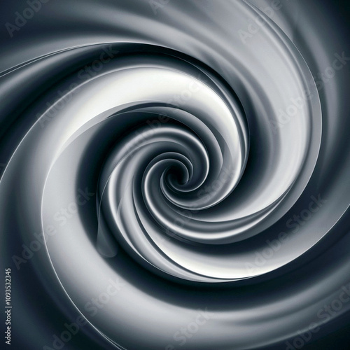 Circular gradients flow into a grayscale vortex creating a smooth abstract composition with flowing motion.