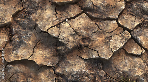 Wallpaper Mural cracked dry earth texture with realistic cracks and dusty tones Torontodigital.ca