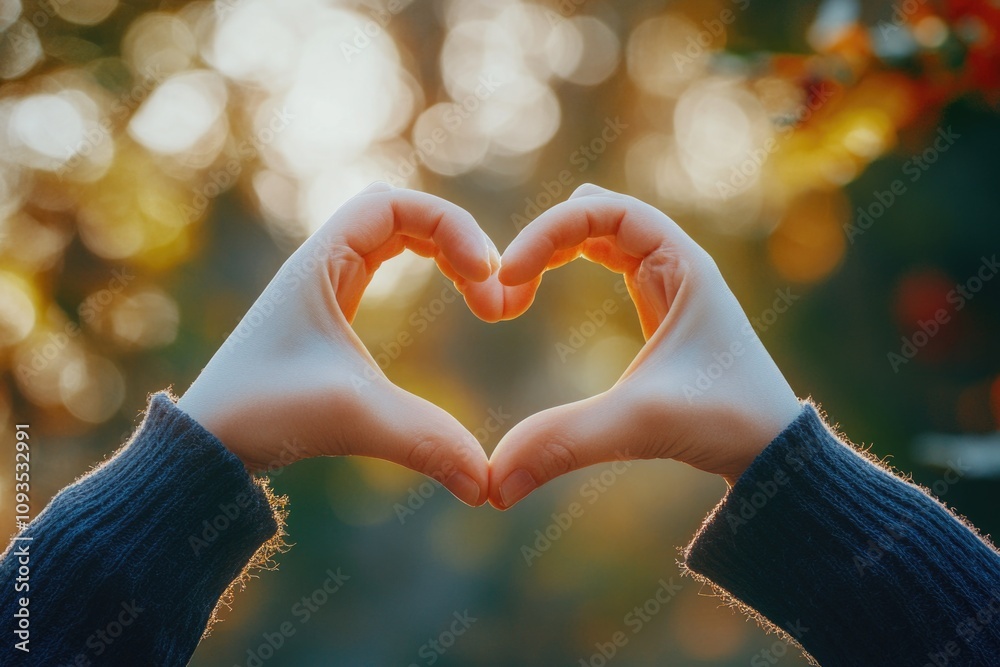 A person forming a heart shape with their hands in a romantic gesture A person forming a heart shape with their hands in a romantic gesture
