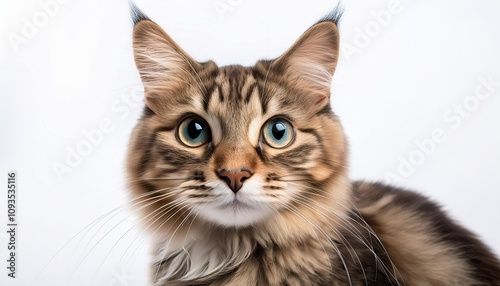 Portrait of a cat on a white background