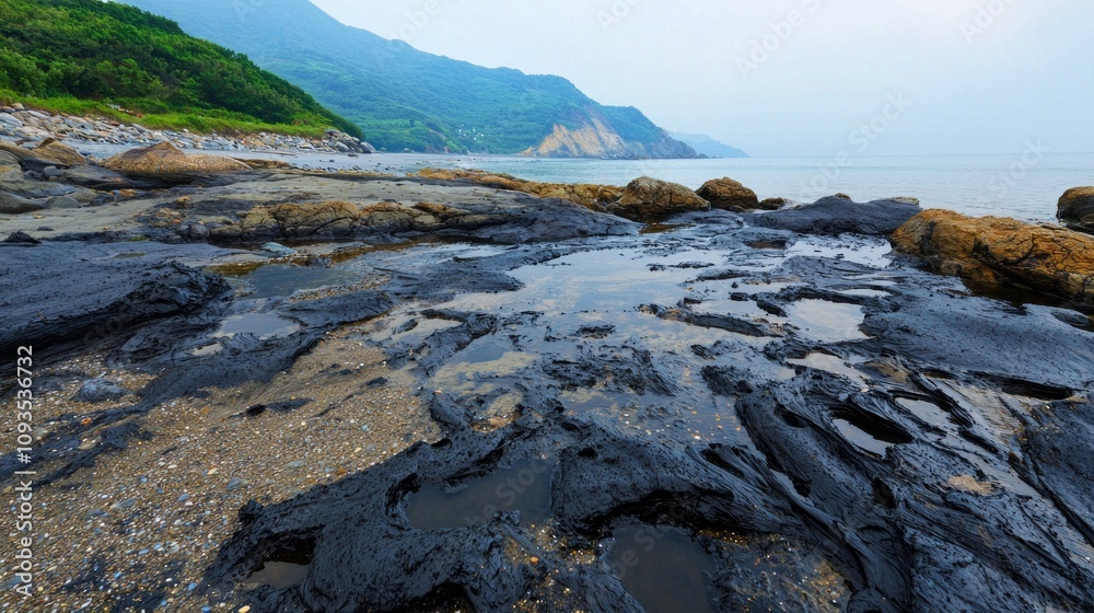 Tragic Consequences of Maritime Pollution: Oil Spills Staining Coastal Ecosystems - Ultra-Detailed Environmental Impact Image Tragic Consequences of Maritime Pollution: Oil Spills Staining Coastal Ecosystems - Ultra-Detailed Environmental Impact Image