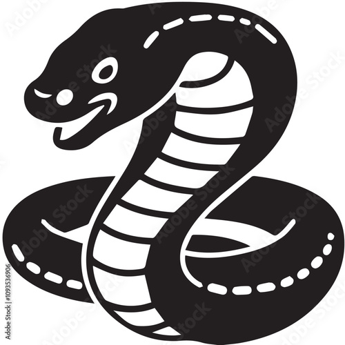 Adobe Illustrator Artwork Illustration of an auspicious white snake coiled in a figure eight pattern. Stylish New Year's card material for the Year of the Snake in a sumi-e style. vector. 巳 means "sna