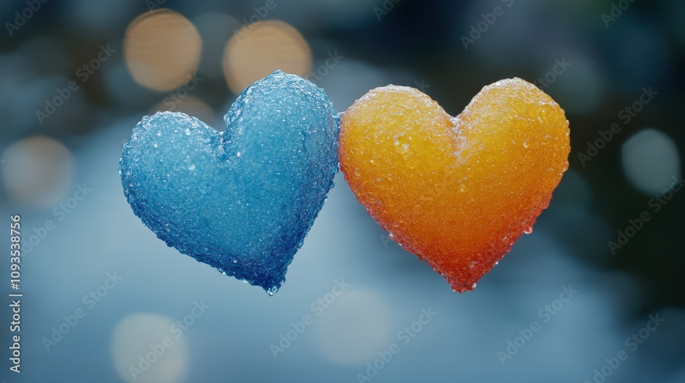 Fototapeta premium Colorful Heart-Shaped Soap Bars with Dew Drops