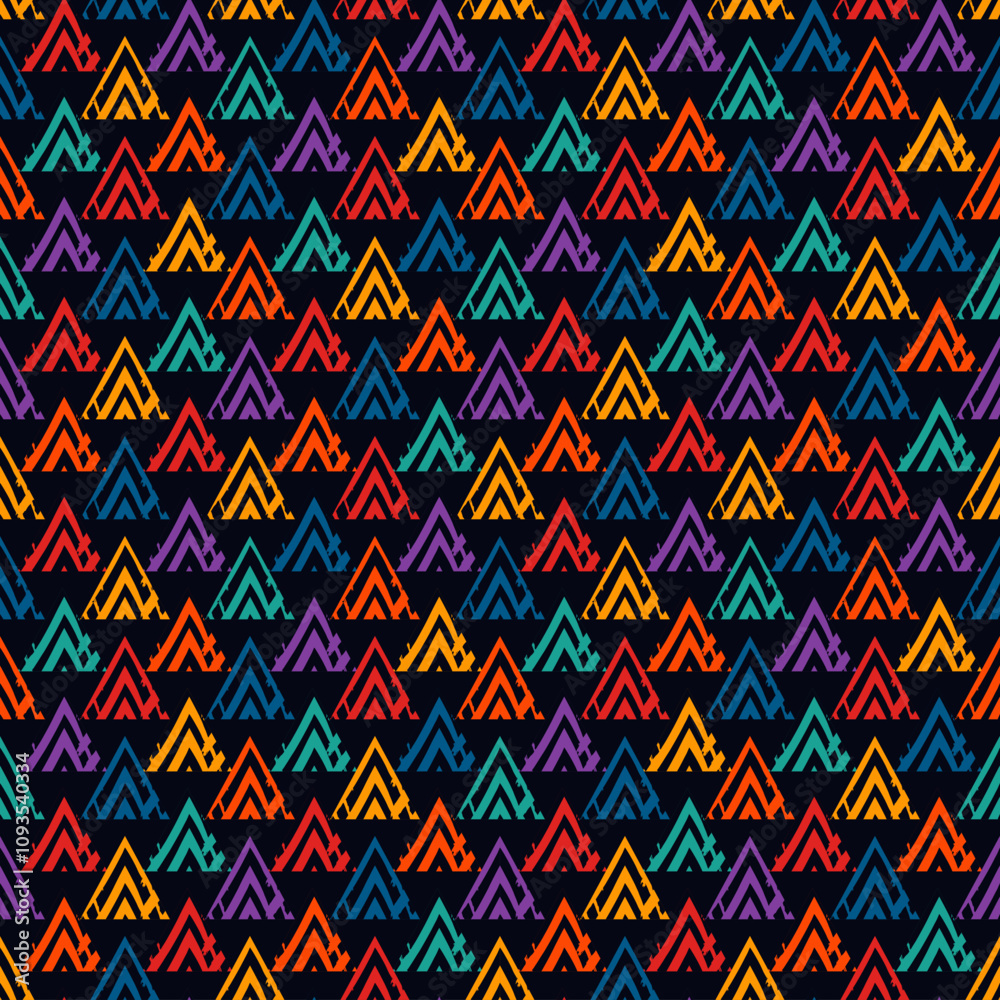 Paint brush triangles ornament. Seamless pattern. Hand drawn geometrical backdrop. Triangular shapes. Geometric background. Ethnic motif. Tribal digital paper. Textile print. Chevrons vector Paint brush triangles ornament. Seamless pattern. Hand drawn geometrical backdrop. Triangular shapes. Geometric background. Ethnic motif. Tribal digital paper. Textile print. Chevrons vector