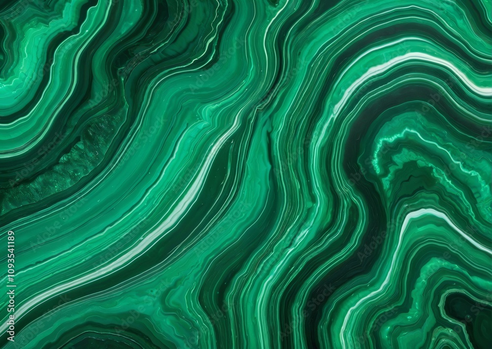 Vibrant Malachite Stone with Dark Forest Green and Soft Mint Swirls