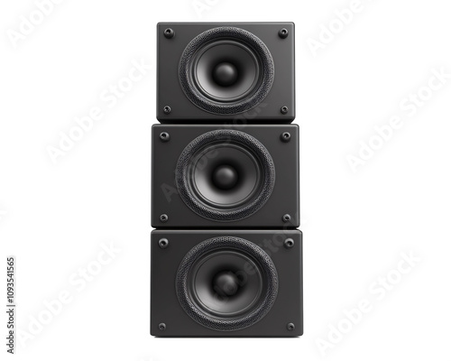 a black speaker tower with black speakers