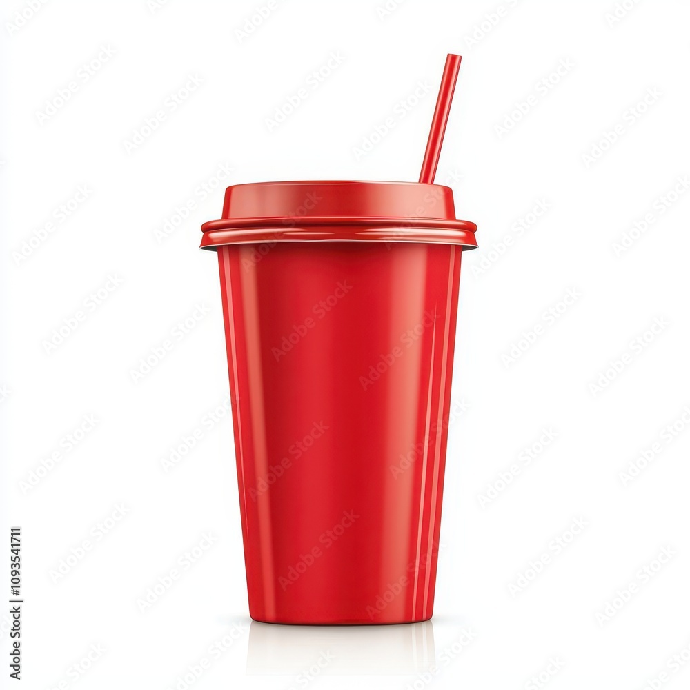A bright red cup with a straw, perfect for beverages, showcasing a streamlined design ideal for drinks on the go. A bright red cup with a straw, perfect for beverages, showcasing a streamlined design ideal for drinks on the go.