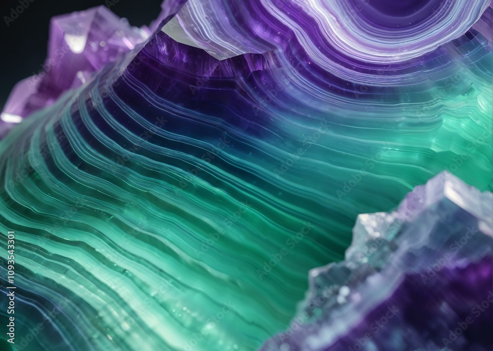 Fototapeta premium Vibrant Fluorite Gemstone with Iridescent Striations and Organic Texture