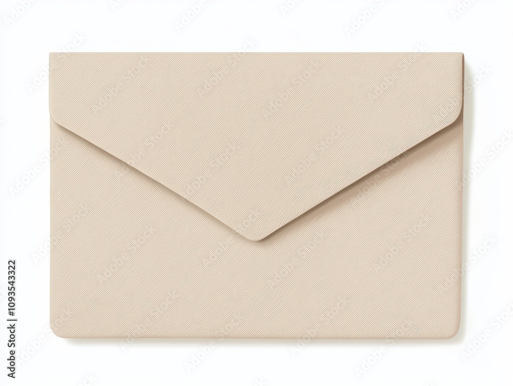 A simple beige envelope with a textured surface and a classic flap design, suitable for letters or invitations. A simple beige envelope with a textured surface and a classic flap design, suitable for letters or invitations.