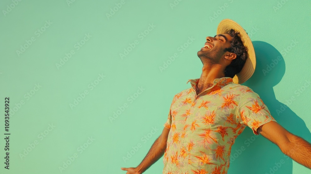 A person wearing a hat and bright clothing A person wearing a hat and bright clothing