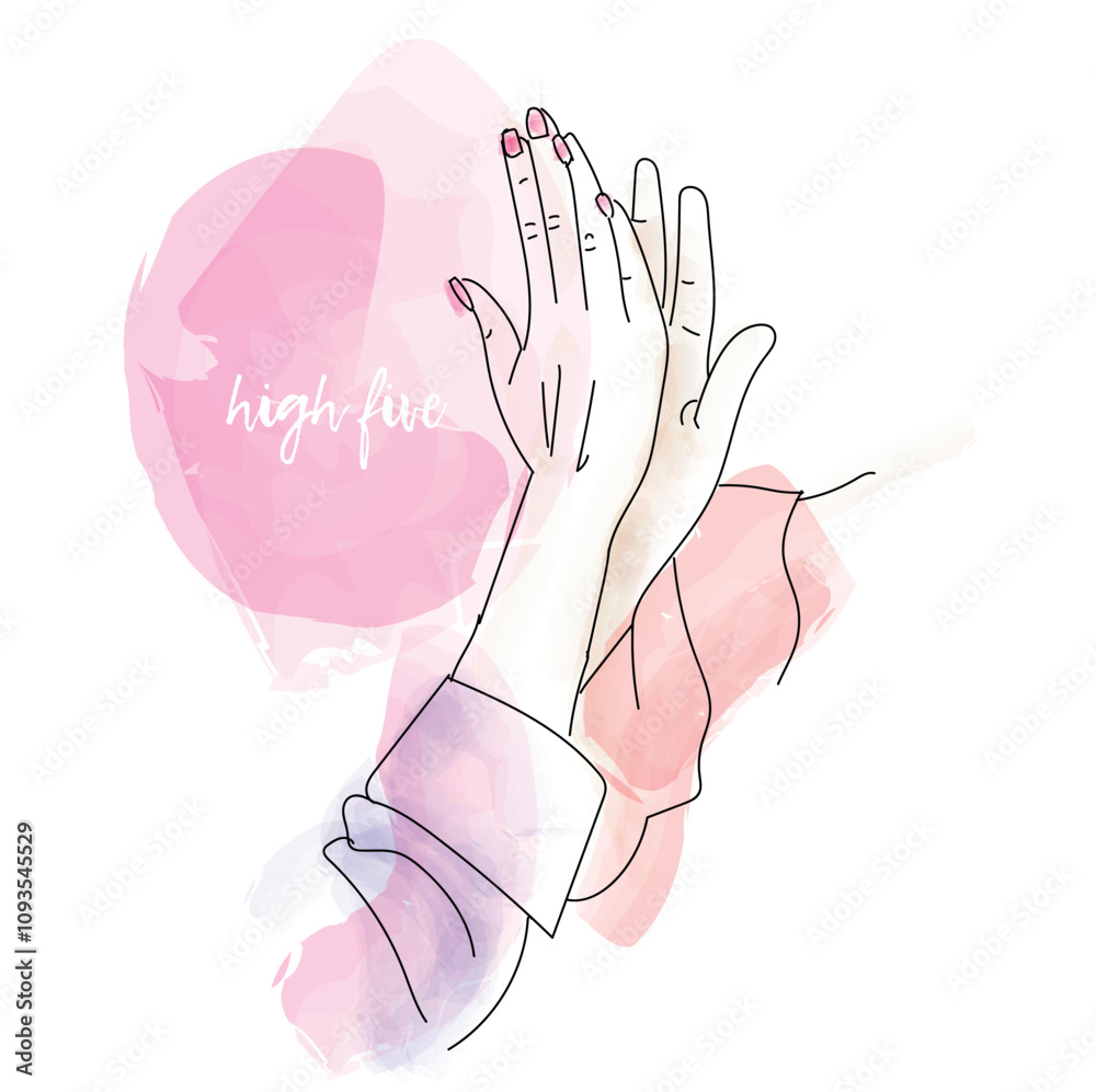 high five by two business people - vector illustration
