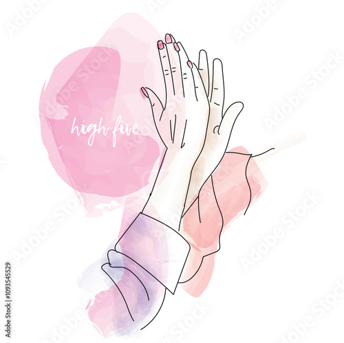 Obraz na płótnie high five by two business people - vector illustration w salonie