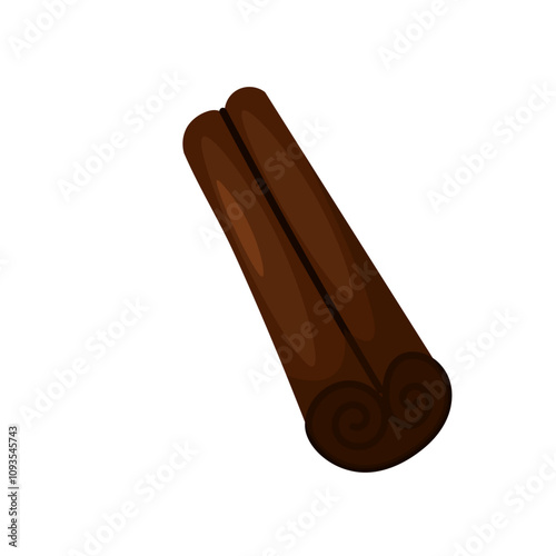 Cinnamon stick isolated on white. Christmas spices cinnamon. Vector illustration