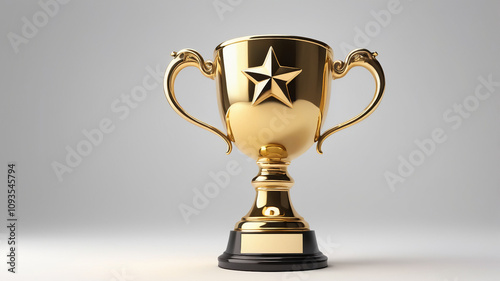 Golden Trophy on a White Background