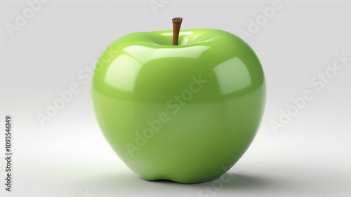 Shiny Green Apple on White Background