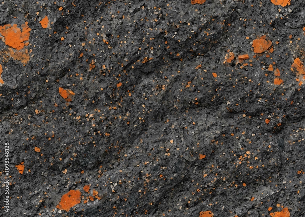 Rugged Granite Texture with Charcoal Gray and Rusty Orange Accents Rugged Granite Texture with Charcoal Gray and Rusty Orange Accents