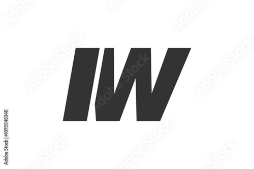 IW Techno Editable Font Logo For Corporate Branding. Bold, Futuristic Design With Unique Typographic Ideas. Minimal Custom Type And Dynamic Letter