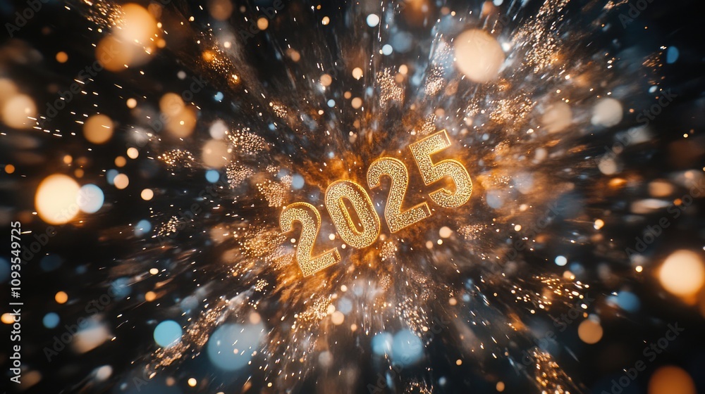 Sparkling 2025 New Year's explosion. Sparkling 2025 New Year's explosion.