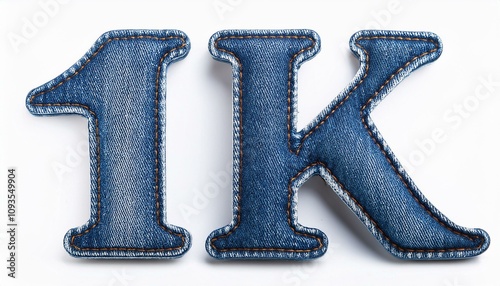 Wallpaper Mural jeans in the shape of the number 1k isolated on white background Torontodigital.ca