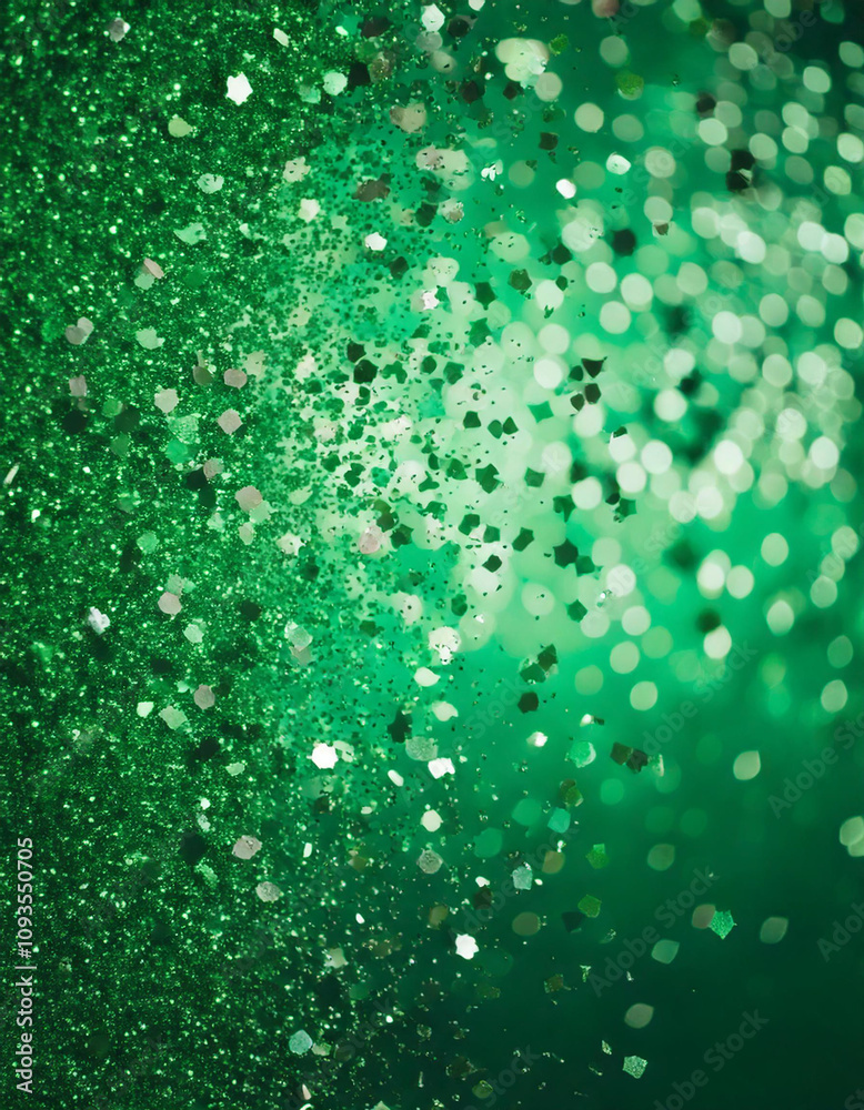 Fototapeta premium St. Patrick's Day abstract green background decorated with shamrock leaves. Patrick Day pub party celebrating. Abstract Border art design magic backdrop. Widescreen clovers on black with copy space