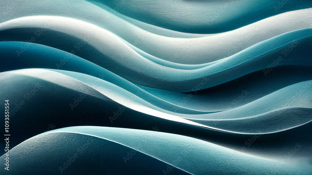 Obraz premium A textured gradient of blue and white tones ripples like waves exuding serene abstract motion.