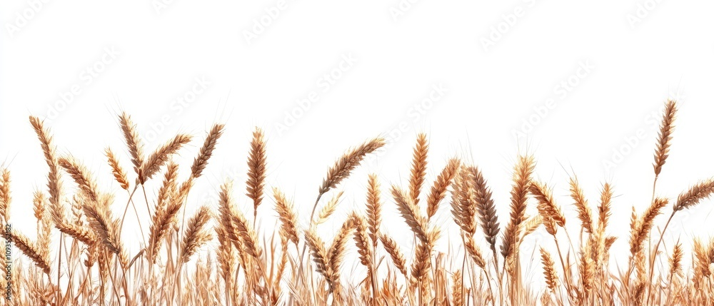 Golden wheat stalks against white background. Golden wheat stalks against white background.