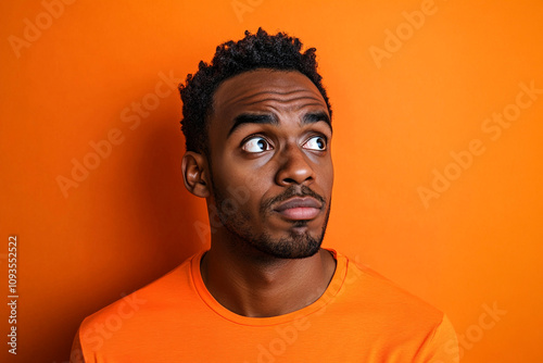 Perplexed Expression: Portrait of a Confused, Puzzled African American Man