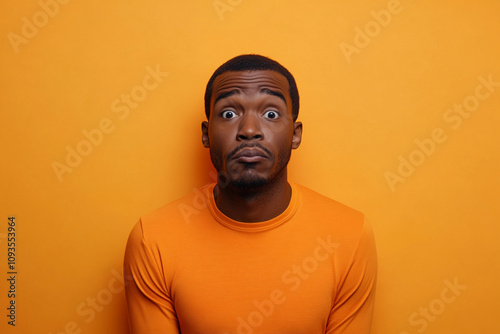 Perplexed Expression: Portrait of a Confused, Puzzled African American Man