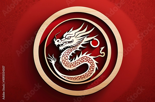 chinese zodiac year of the dragon, chinese new year, chinese new year, logo iconic dragon, circel logo dragon, red dragon logo, wood dragon chinese new year symbol, logo red dragon coo photo