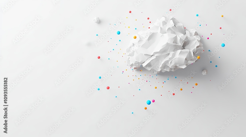 Abstract white cloud shape with colorful spheres on white background. Abstract white cloud shape with colorful spheres on white background.