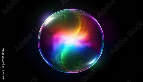 Quantum Sphere. Radiant Visualization of Energy Waves, Light Refraction, and Electromagnetic Fields in a Hyperdimensional Universe. Perfect for Sci-Fi, Quantum Physics, or Tech Concept Use