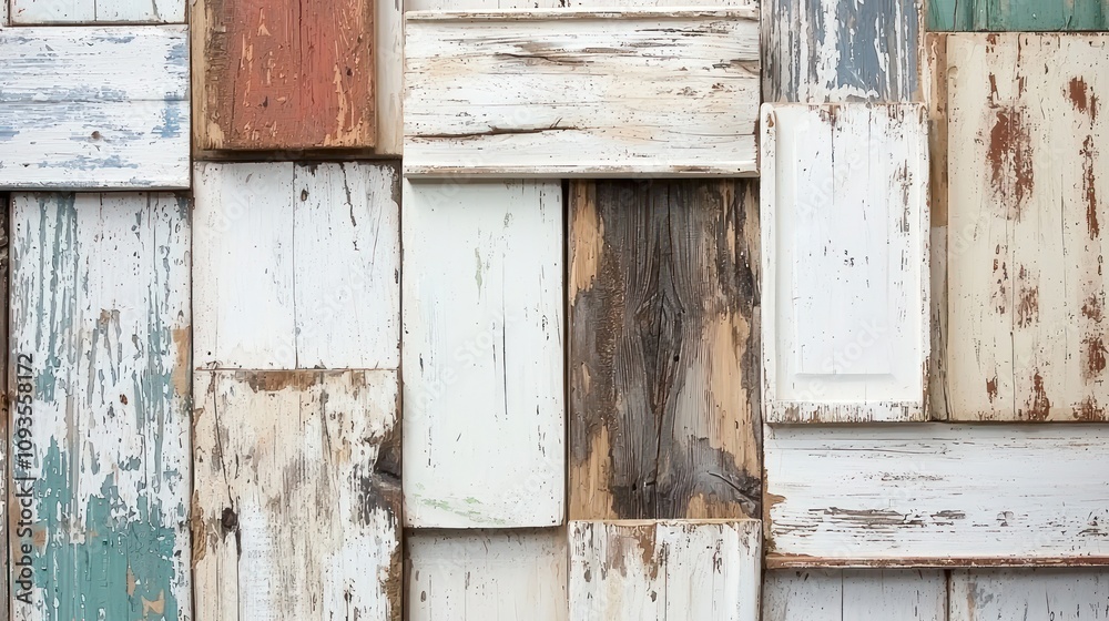 Old wooden board pattern featuring plaques painted in white, ideal for rustic decor Old wooden board pattern featuring plaques painted in white, ideal for rustic decor