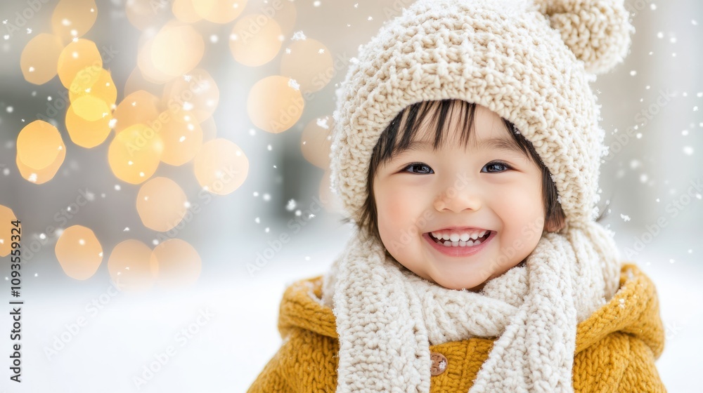 Smiling Child with Warm Winter Lighting Smiling Child with Warm Winter Lighting