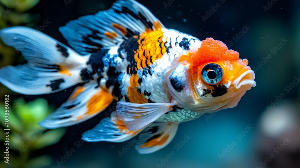 Fototapeta premium A close up of a goldfish swimming in an aquarium