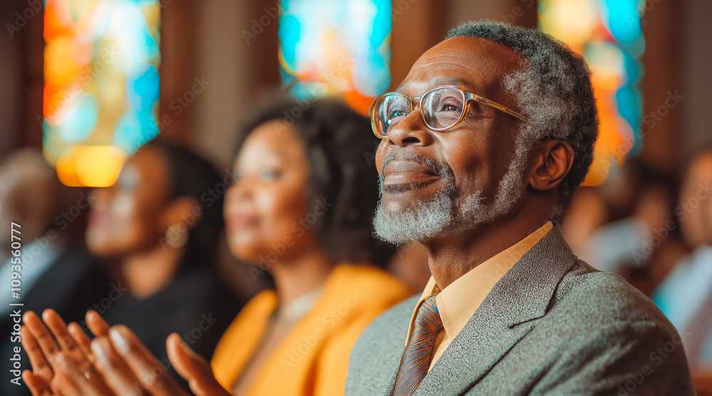 Congregation clapping along to gospel music in church Congregation clapping along to gospel music in church