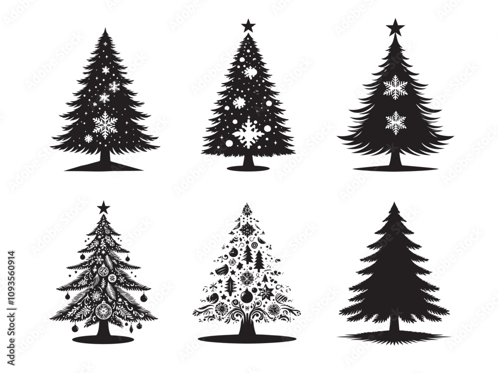 Obraz premium Christmas tree elements vector set 
