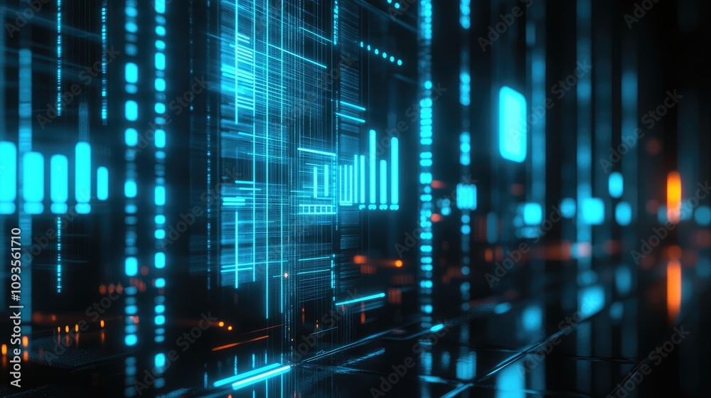 Abstract futuristic digital data stream with glowing lines and bokeh. Abstract futuristic digital data stream with glowing lines and bokeh.