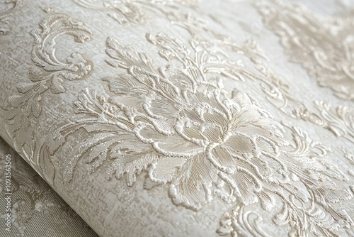 Luxurious fabric-inspired wallpaper design featuring rich textures and patterns for elegant decor photo