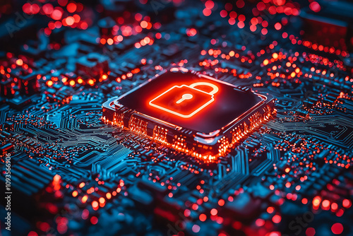 Cyber security Concept with Digital Lock Icon